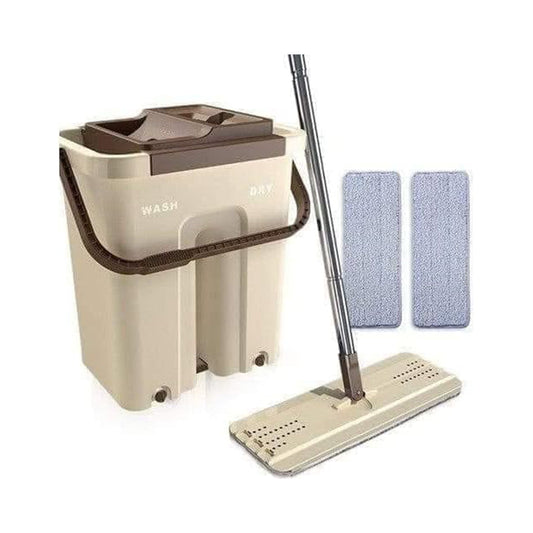 A mopping bucket with a flat mop and 2 spare parts, suitable for parquet and all types of smooth floors, National brand